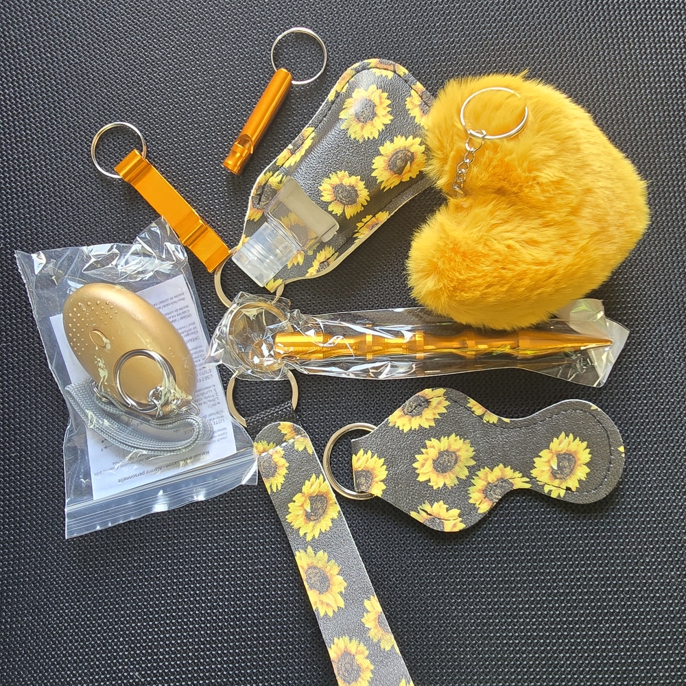 Sunflower Keychain Set with Yellow Accessories